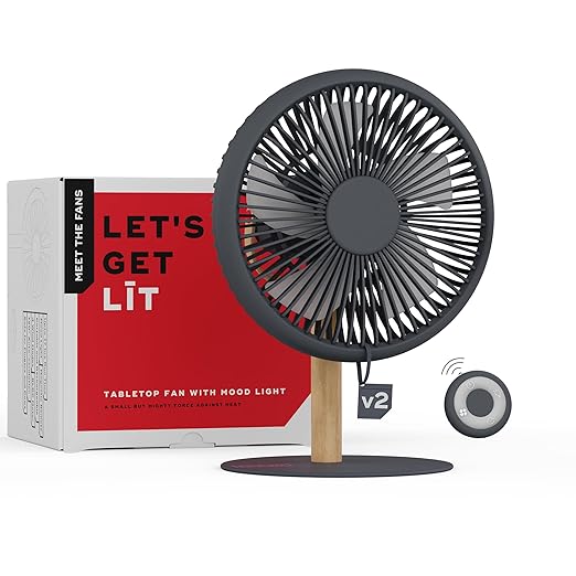 NUUK LIT v2 Cordless & Rechargeable 7 Inch Table Fan with Night Light & Remote Control | Auto Oscillation with 4 Wind Modes | BLDC Fan with Up To 17 Hour Run Time | Portable Table Fan for Home, Office