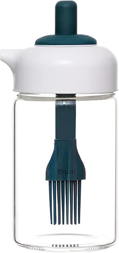 230 Ml Oil Dispenser With Brush, Multi-Use For Cooking, Baking, Bbq, Marinating (Pack Of 1 Multi Colour) - Glass
